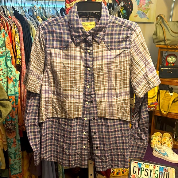 Free People | NWT We The Free Layer It Up Plaid Top Sz XS - Picture 7 of 12